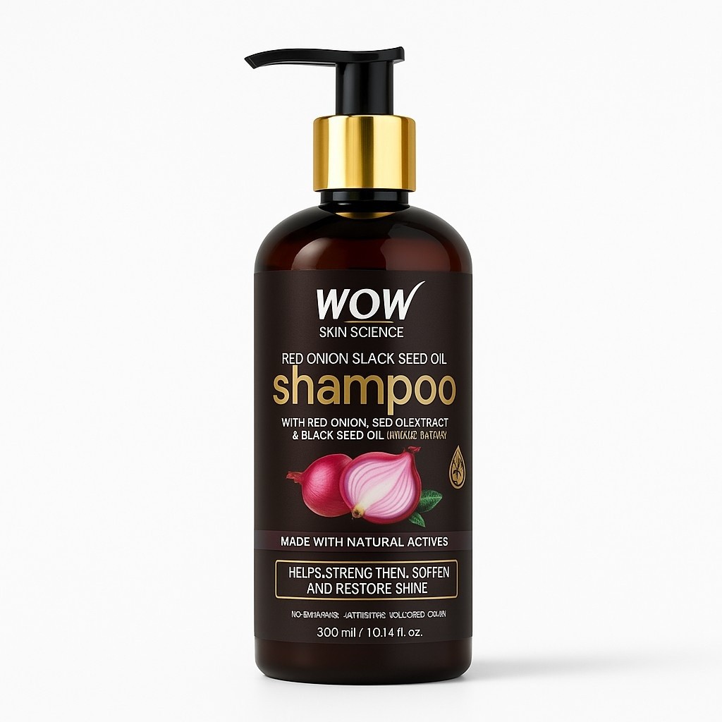 WOW Skin Science Red Onion Black Seed Oil Shampoo – Enriched with Red Onion Seed Oil Extract (300ml)